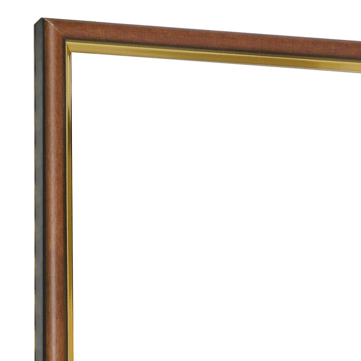 Bilderleiste keilgezinkte Pinie 13 mm breit 15 hoch Nuss mit Goldstr. - Ecke