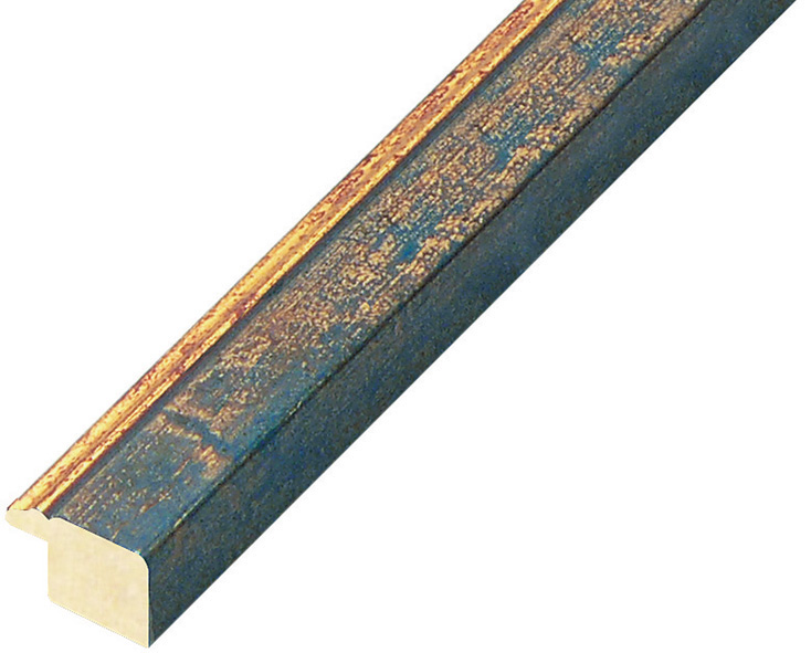 Bilderleiste keilgezinkte Pinie Breite 18 mm Hellblau mit Goldlinie