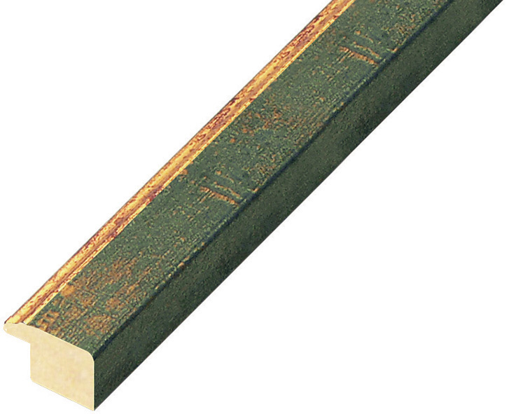 Bilderleiste keilgezinkte Pinie Breite 18 mm Grün mit Goldlinie