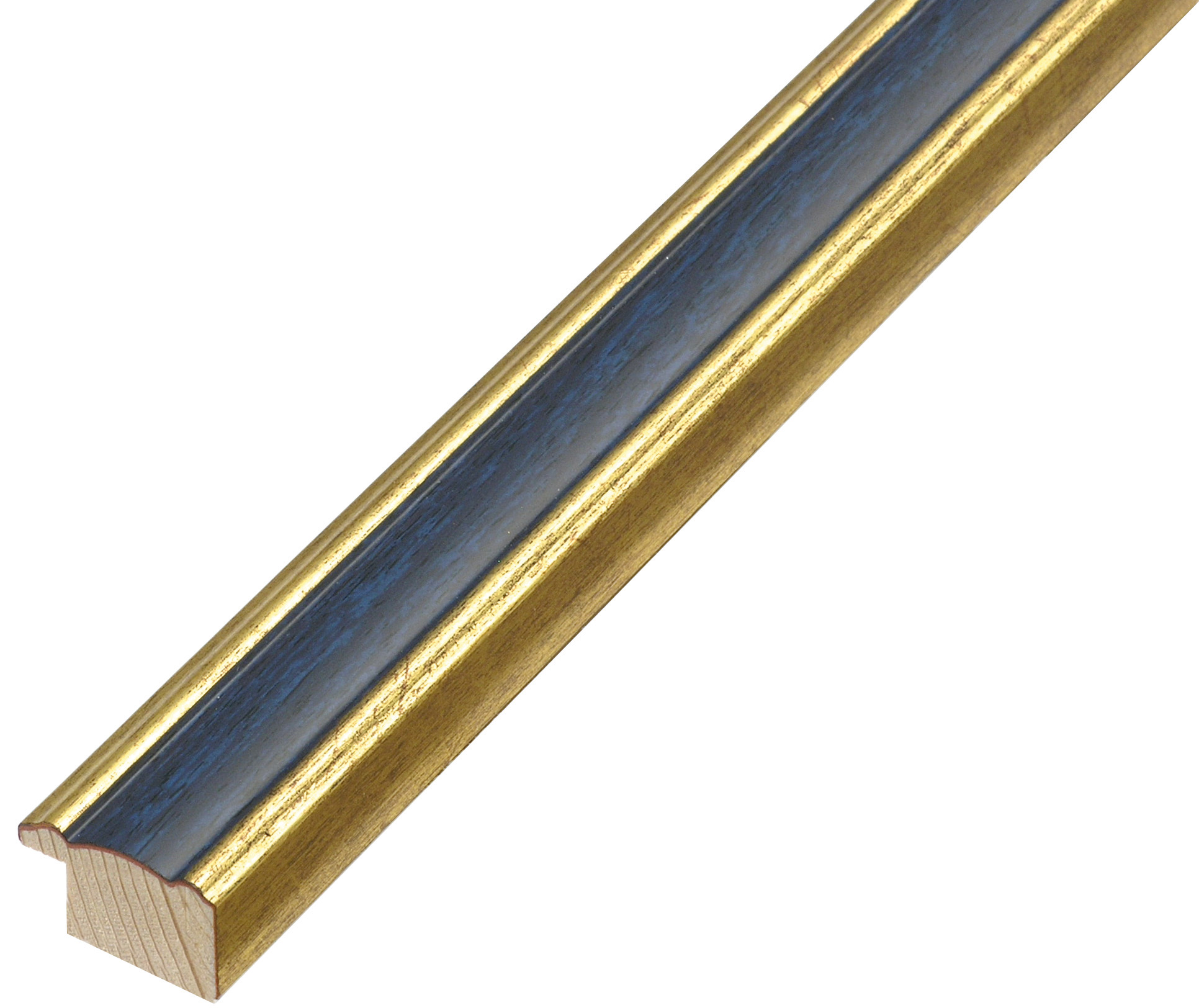 Bilderleiste keilgezinkte Pinie 23mm breit 14 hoch Gold blauer Streife