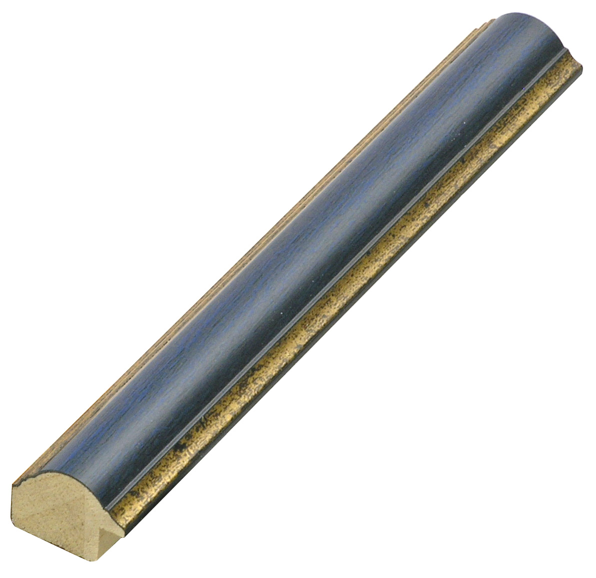 Bilderleiste keilgezinkte Pinie 25mm breit 19 hoch gewölbt - Blau Gold - 166BLU