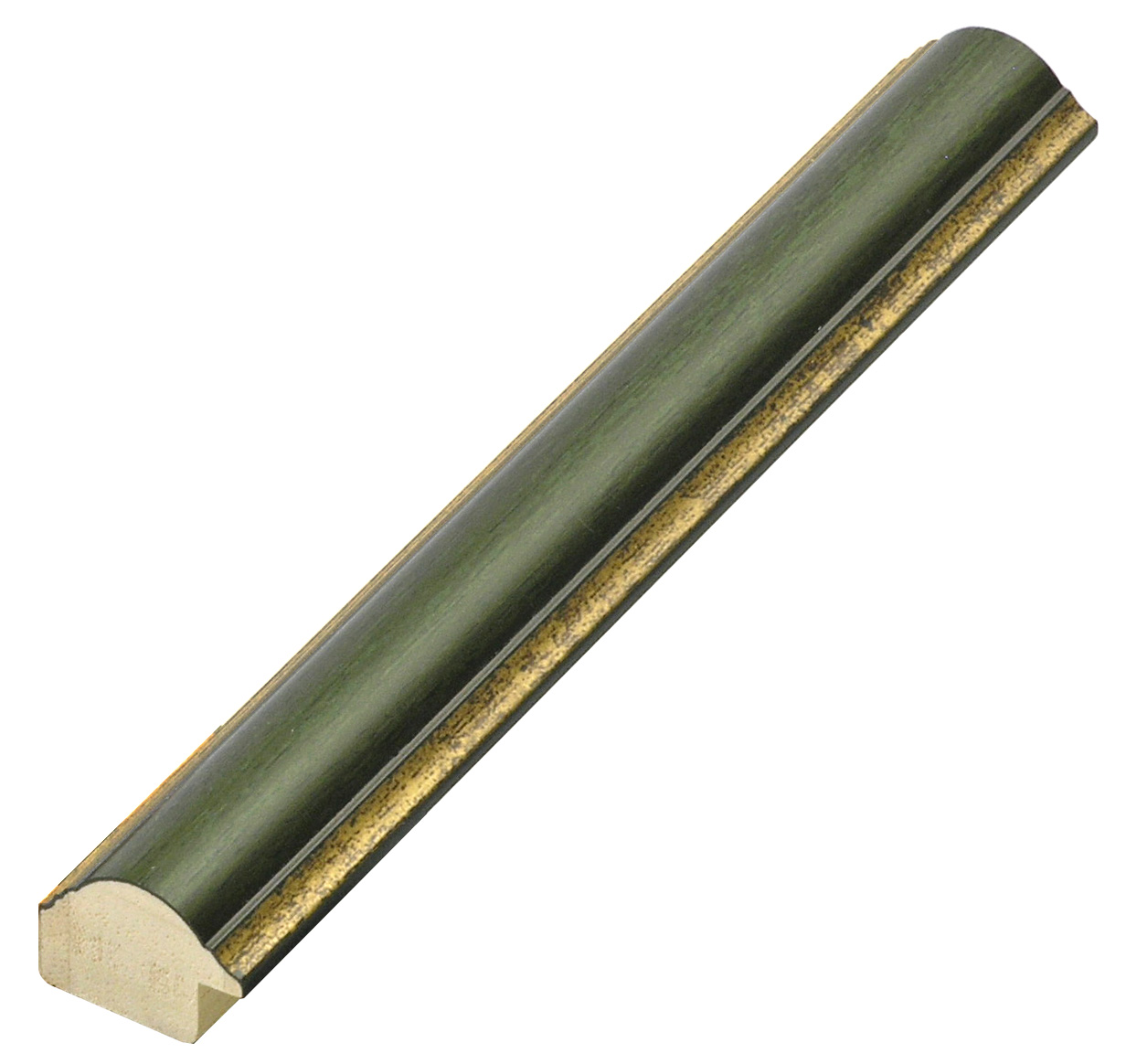 Bilderleiste keilgezinkte Pinie 25mm breit 19 hoch gewölbt - Grün Gold - 166VERDE