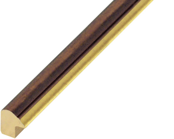 Bilderleiste keilgezinkte Pinie Breite 13 mm Antiknuss mit Goldlinie