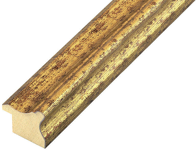 Bilderleiste keilgezinkte Pinie Breite 25 mm Finish Gold goldene Rille