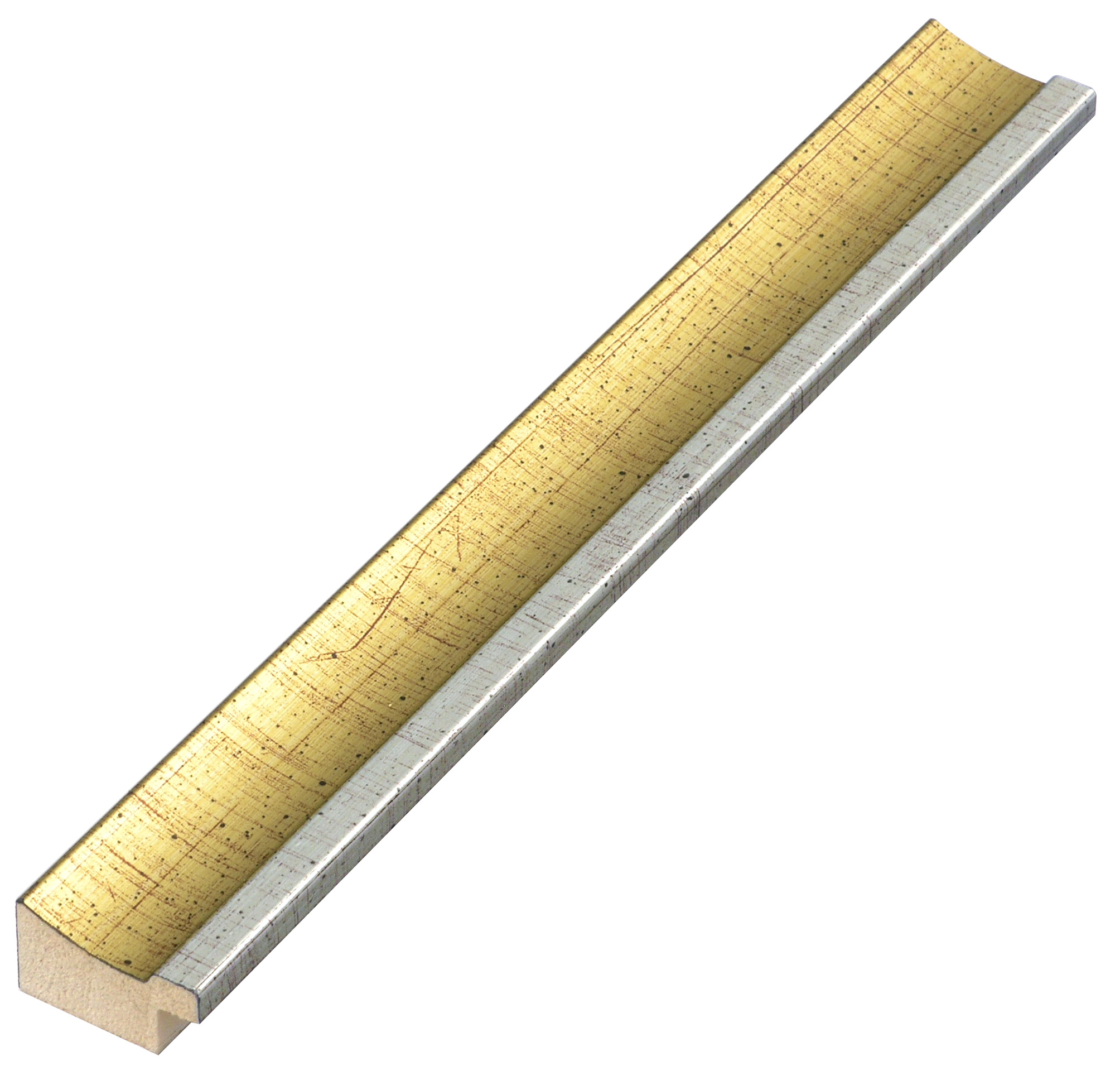 Bilderleiste keilgezinkte Pinie Breite 25 mm - Gold mit Silberstreifen - 282OROARG