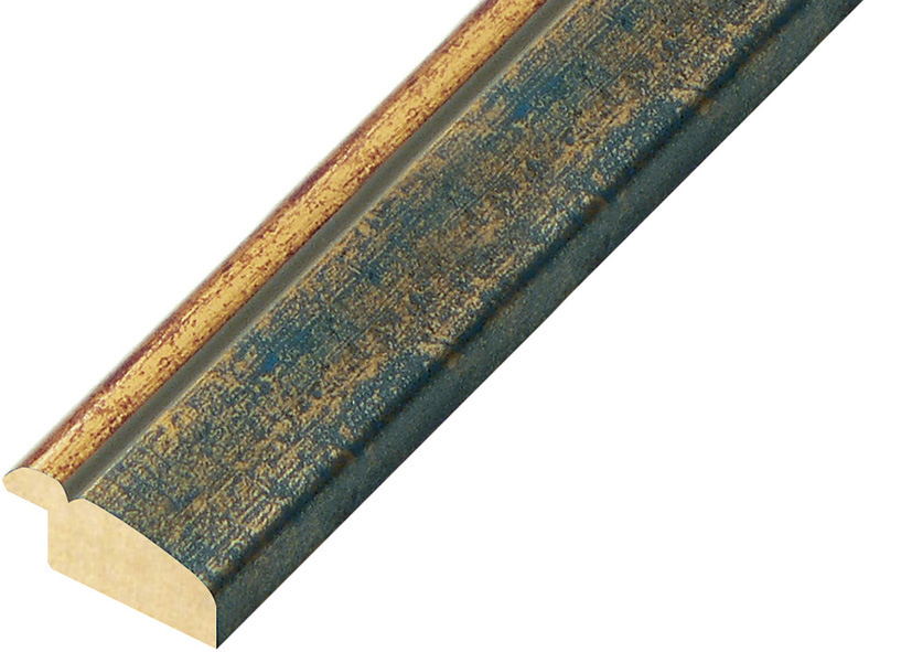 Bilderleiste keilgezinkte Pinie Breite 30 mm hellblau mit Goldlinie