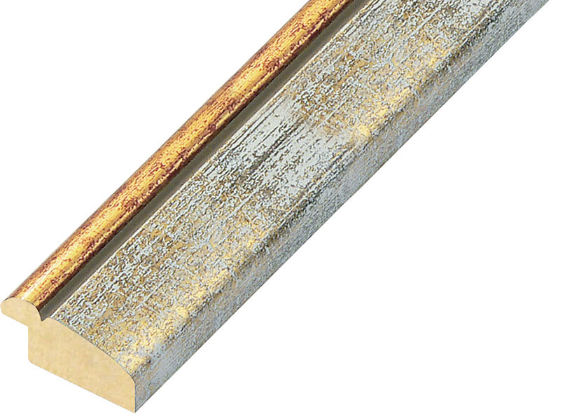 Bilderleiste keilgezinkte Pinie Breite 30 mm weisses Finish u. Goldlin - 353BIA