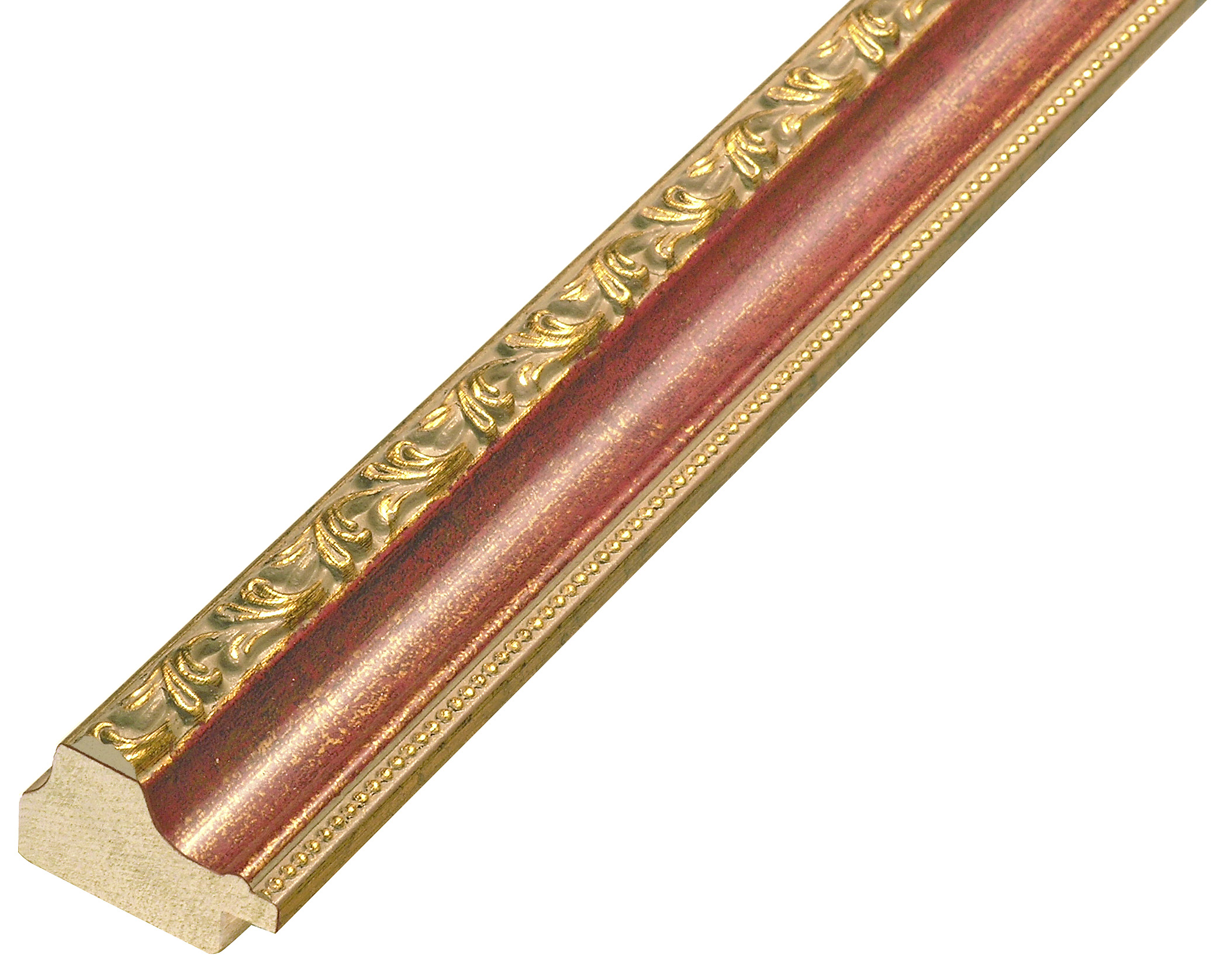 Bilderleiste keilgezinkte Pinie Breite 32 mm 22hoch Rot Goldverzierung - 392ROSSO