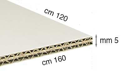 Wellpappe weiss Stärke 5 mm 120x160 cm