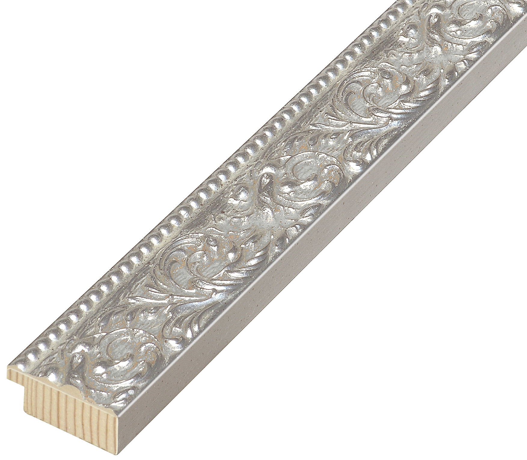 Bilderleiste Kiefer 40 mm breit 19 mm hoch - Silber mit Verzierungen - 437ARG