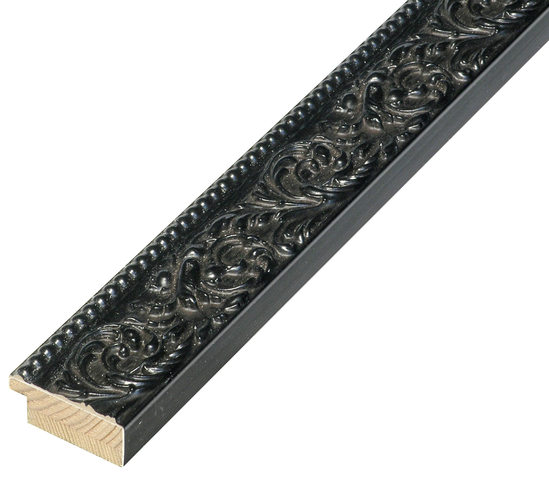 Bilderleiste Kiefer 40 mm breit 19 mm hoch - Schwarz mit Goldrand - 437NERO