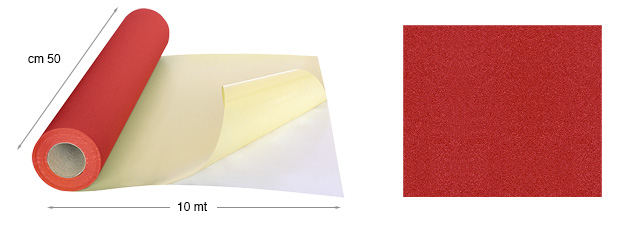 Papier samtbezogen klebend Rolle 10mx50cm - 30 Rot