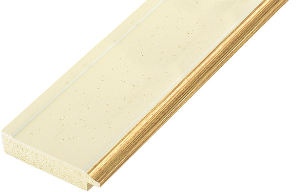 Passepartoutleiste keilgezinkte Pinie 45 mm breit - Beige Goldstreifen
