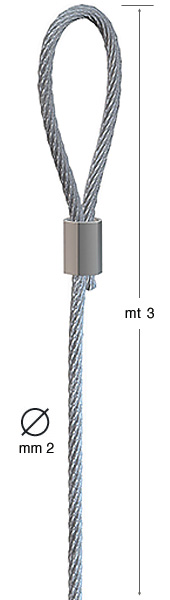 Stahlseil mit Schlaufe - Durchm. 2 mm - 3 m