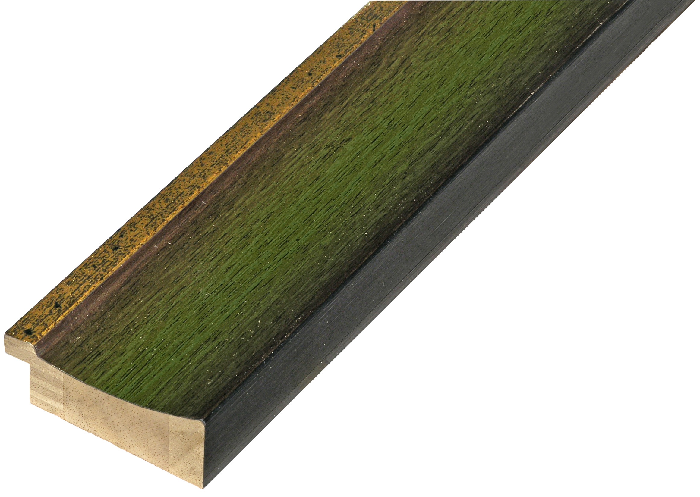 Bilderleiste keilgezinkte Pinie 50 mm breit Finish Grün mit Goldrand - 535VERDE