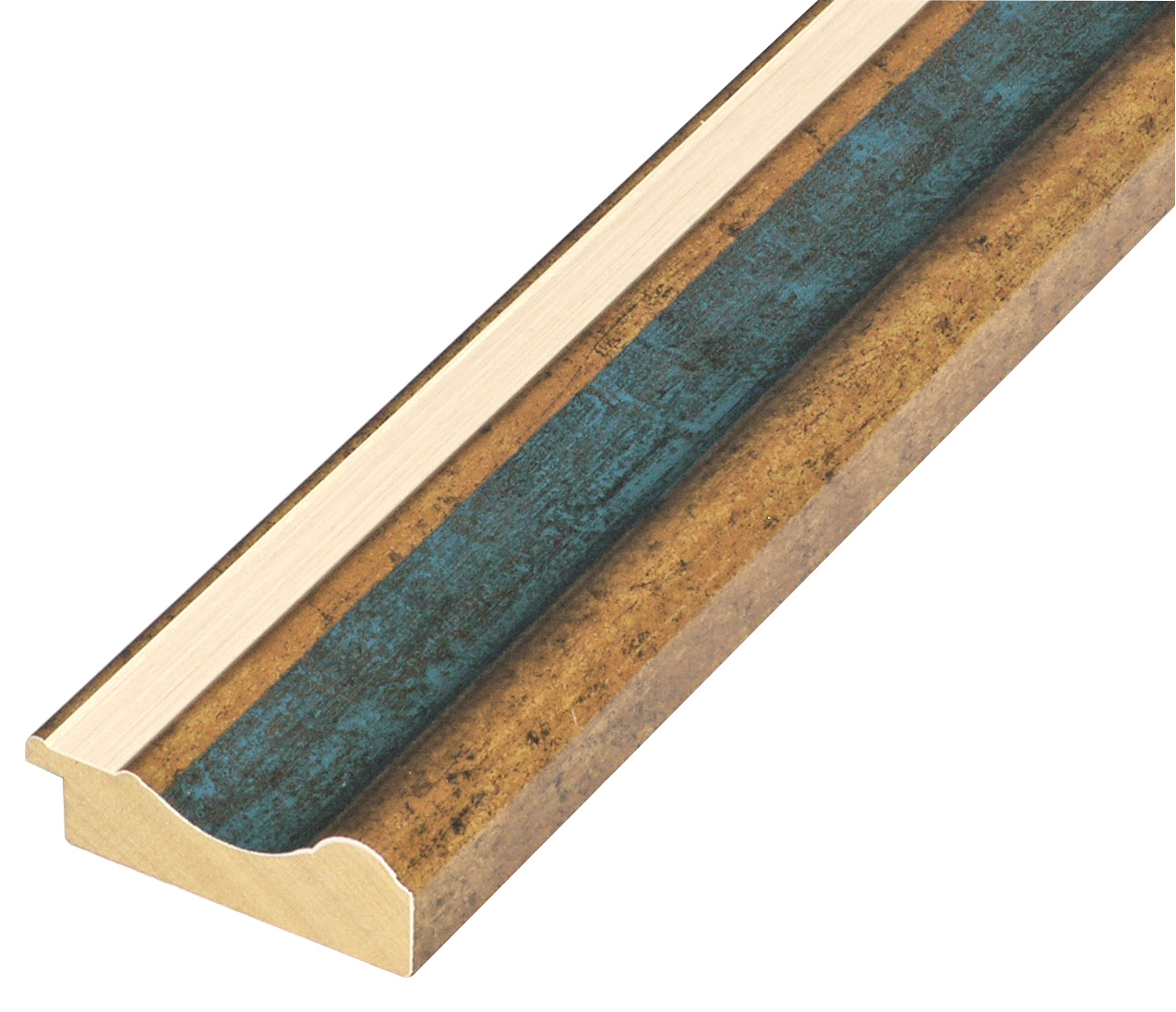 Bilderleiste keilgezinkte Pinie Breite 61mm Höhe 20 - Gold blaue Rille - 574BLU