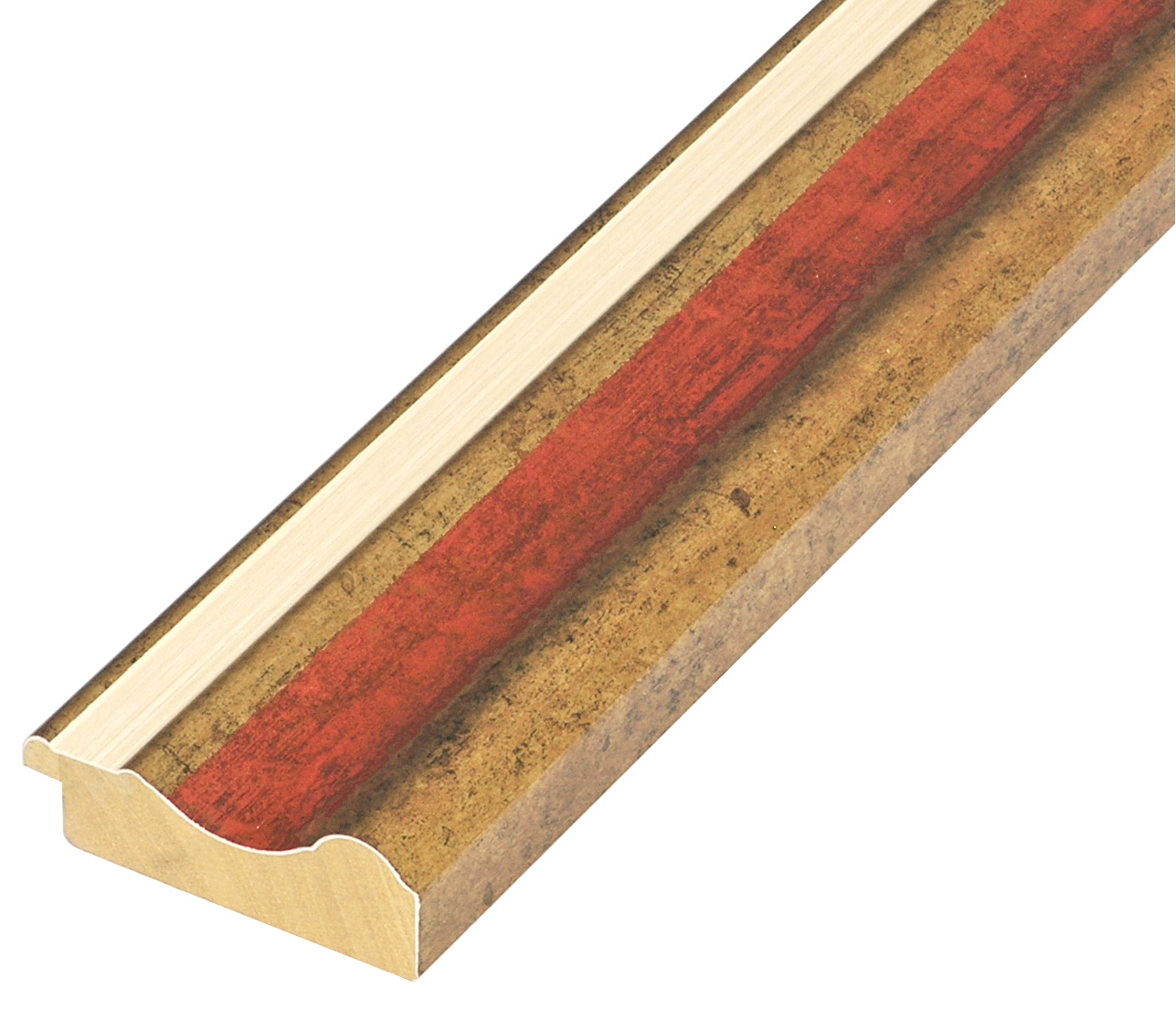 Bilderleiste keilgezinkte Pinie Breite 61mm Höhe 20 - Gold rote Rille - 574ROSSO