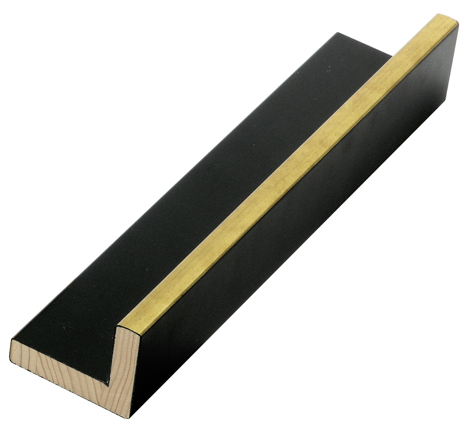 Schattenfugenleiste keilgezinkte Pinie 44mm breit 34 hoch Schwarz Gold - 593NEROGOLD