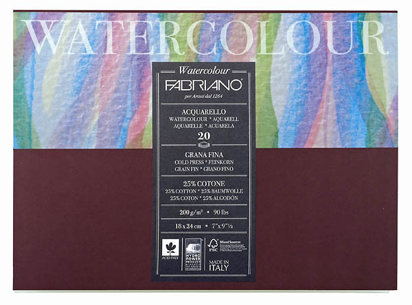 Fabriano Watercolour fein 200 g 30x40cm Block 20 Bl.