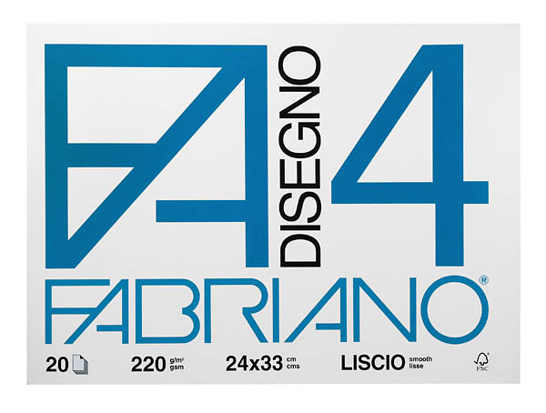 Fabriano Disegno4 glatt 220 g 33x48cm Block 20 Blatt