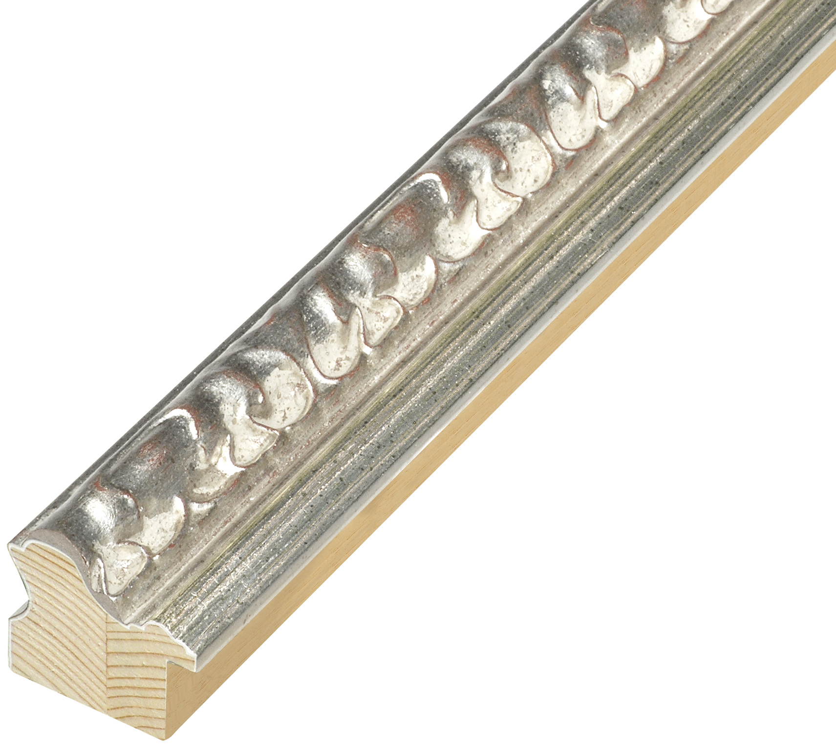 Bilderleiste Kiefer 40 mm breit 38 mm hoch - Weiss mit Verzierung
