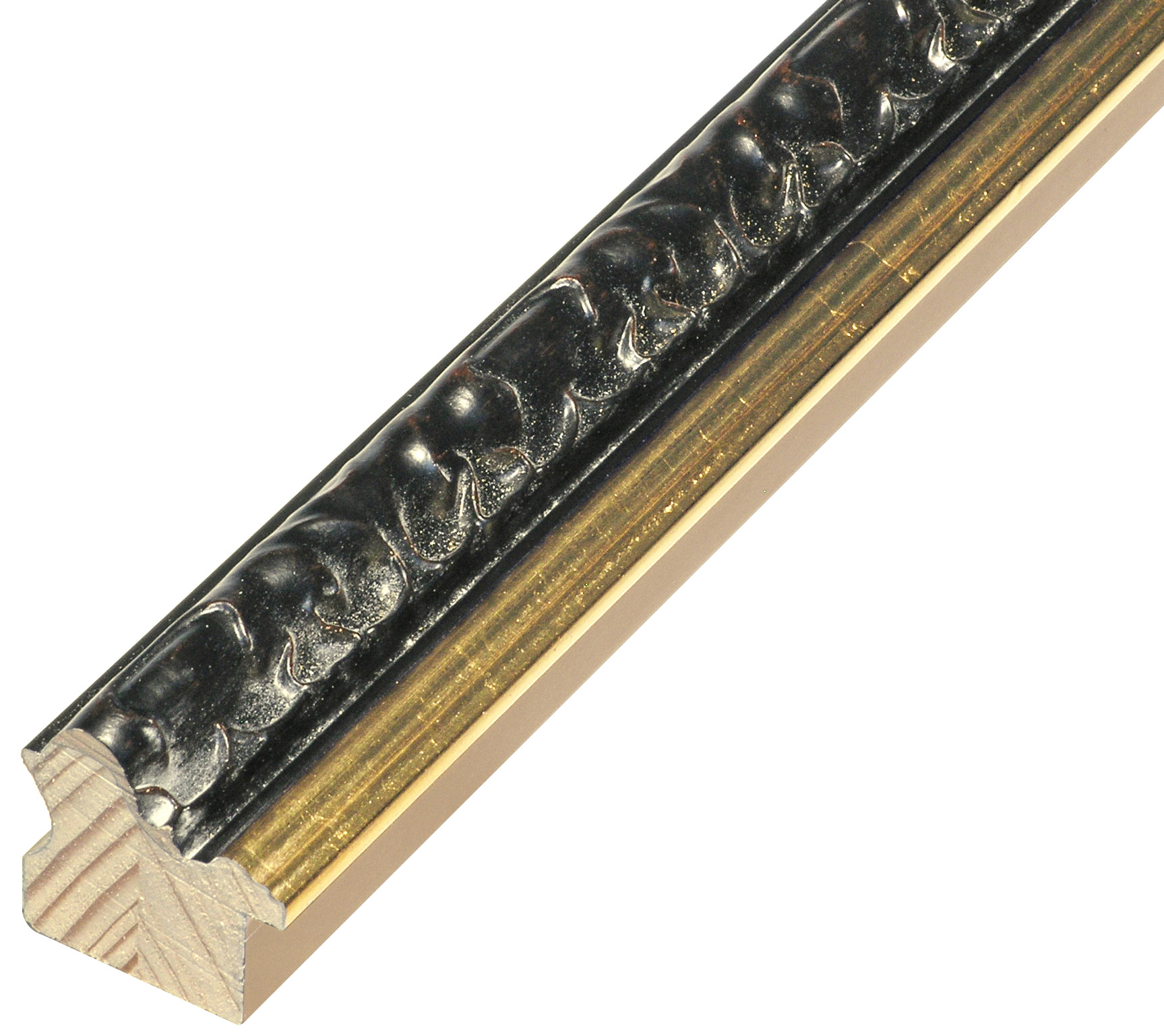 Bilderleiste Kiefer 40 mm breit 38 mm hoch - Schwarz mit Goldlinie