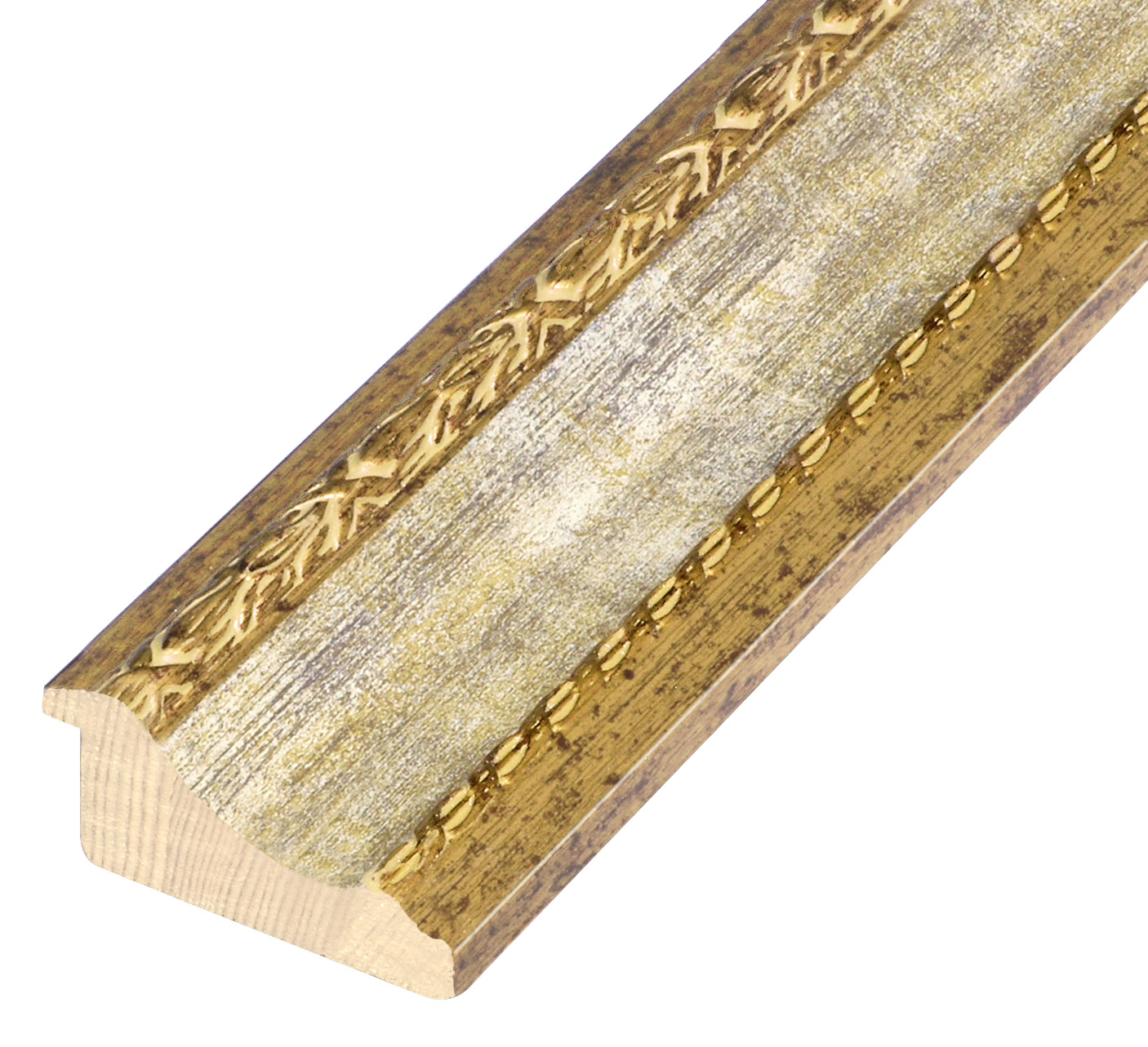 Bilderleiste Schicht-Pinie Breite 70 mm Höhe 35 mm Gold weisse Rille