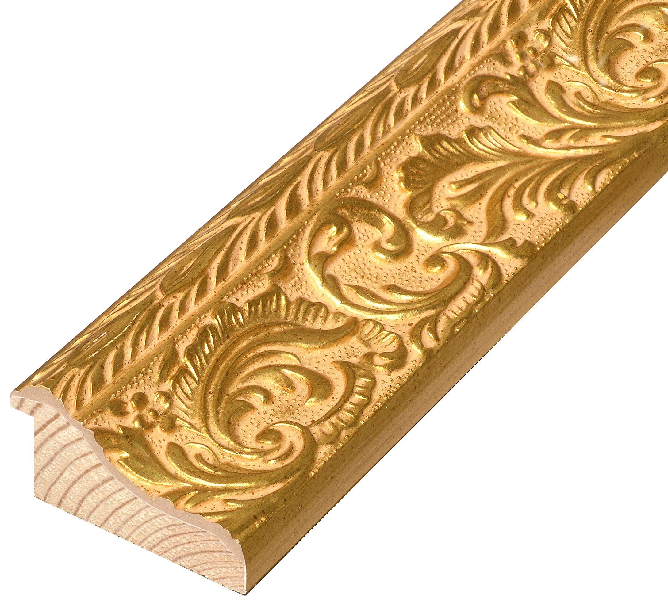 Bilderleiste keilgezinkte Pinie 69mm breit 35mm hoch Gold Reliefdekor