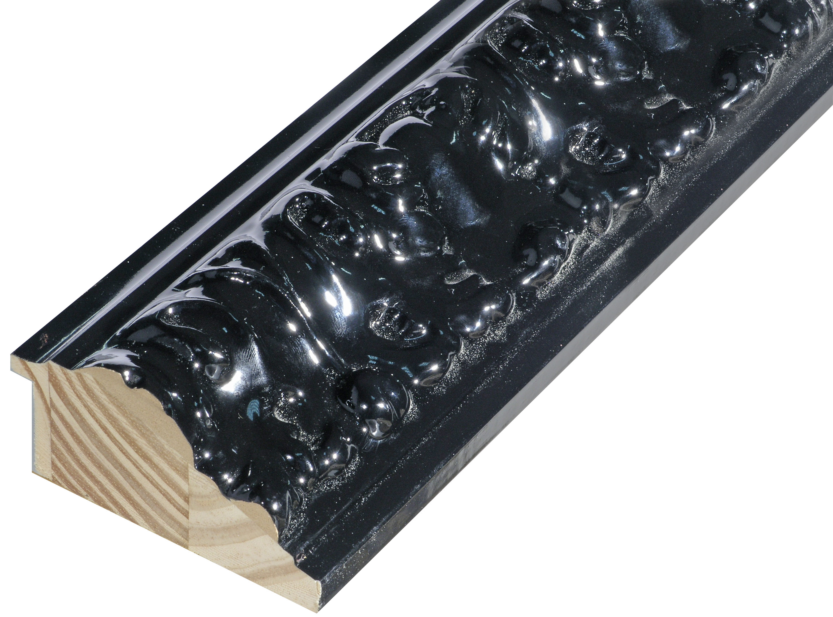 Bilderleiste keilgezinkte Pinie 85mm breit 45 hoch - schwarz Reliefdek