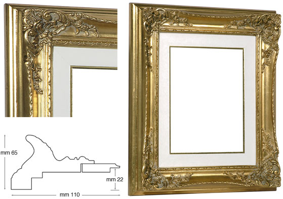 Barock-Rahmen Gold helles Passepartout 24x30 cm