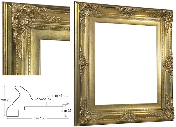 Barock-Rahmen Gold Passepartout Gold 50x60 cm