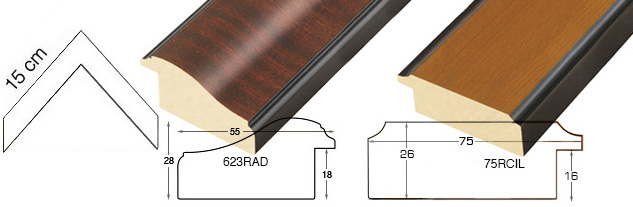 Komplette Eckmusterserie versch. furnierte Leisten (2 muster)