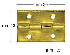 Scharniere aus vermessingtem Eisen 13x20 mm - 200 Stück