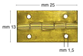 Scharniere aus vermessingtem Eisen 13x25 mm - 200 Stück