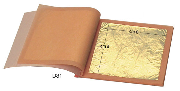 Echtes Blattgold 22 Karat 8x8 cm - Heft zu 25 Blatt