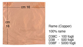 Schlagmetall Kupfergold 16x16 cm - Packung zu 100 Blatt