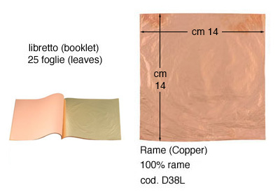 Schlagmetall Kupfergold 14x14 cm - 20 Hefte zu 25 Blatt