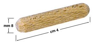 Holzdübel 4 cm lang - Durchmesser 8 mm - Pack. 60 St.