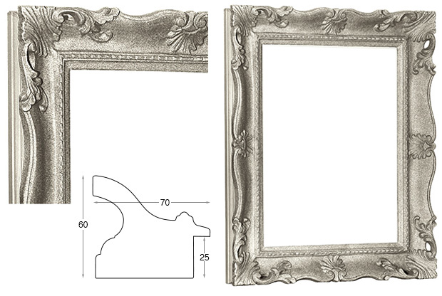 Rahmen Francesina Silber 60x70 cm ohne Passepartout