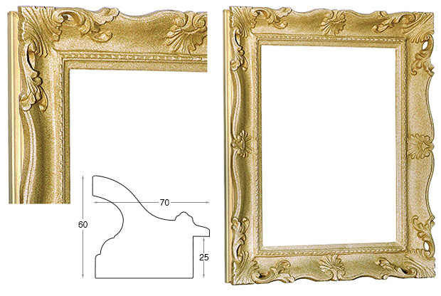 Rahmen Francesina Gold 60x70 cm ohne Passepartout