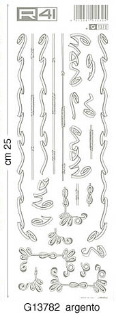 Übertragbare Dekorationen 25x9 cm Bänder in silber