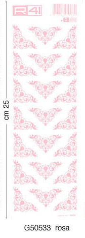 Übertragbare Dekorationen Blatt 25x9 cm Rosa-Ecken