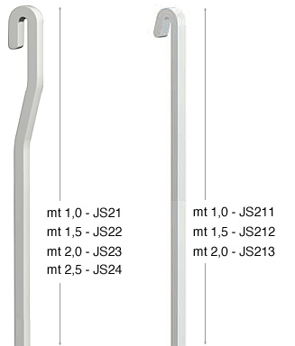 Weisse, vertikale, S-förmige Aluminiumstange - 1 m