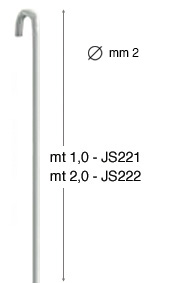 Weisse vertikale Stahlschiene - Durchmesser 2 mm - 1 m
