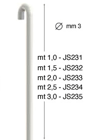 Weisse vertikale Stahlschiene - Durchmesser 3 mm - 2 m