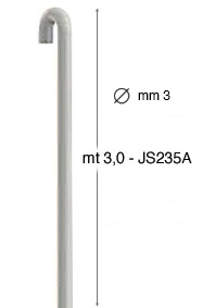 Vertikale Stahlschiene Aluminiumfarbe - Durchmesser 3 mm - 3 m