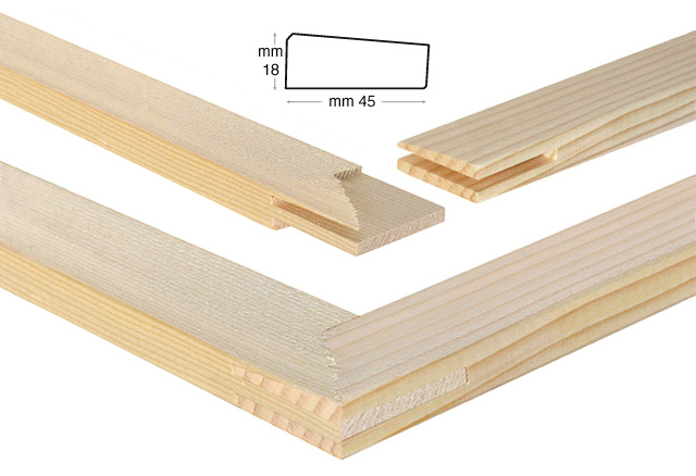 Keilrahmenleisten aus Holz 45x18 mm - Länge 75 cm