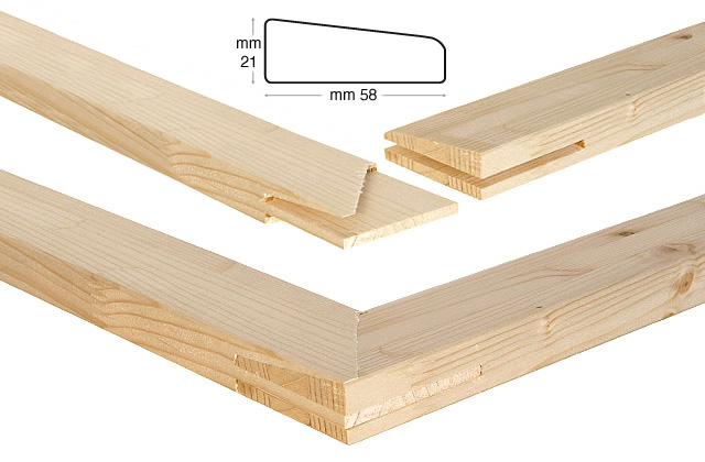 Keilrahmenleisten Tannenholz 58x21 mmm 180 cm lang