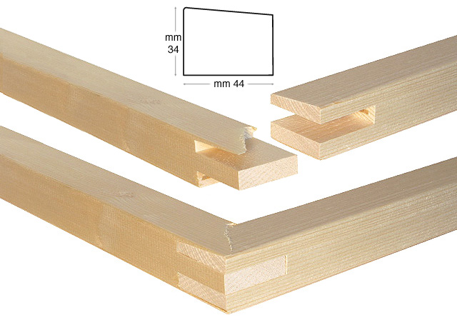 Keilrahmenleisten aus Holz 44x34 mm - Länge 40 cm