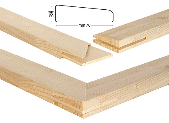 Keilrahmenleisten aus Holz 70x20 mm - Länge 120 cm